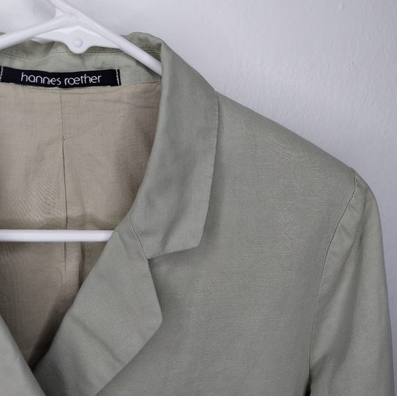 Hannes Roether Blazer Jacket Green Double-Breasted Button VNeck Collar Medium - Picture 4 of 7